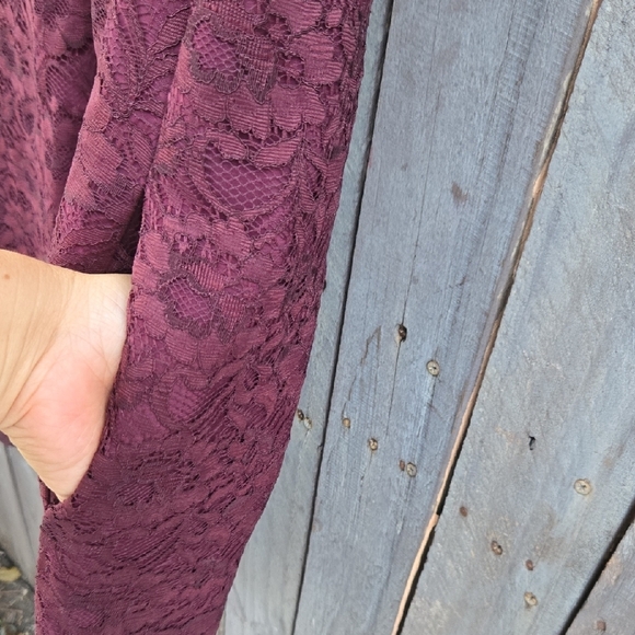 Boden Elegant Lace Dress in Rich Burgundy - Picture 4 of 8